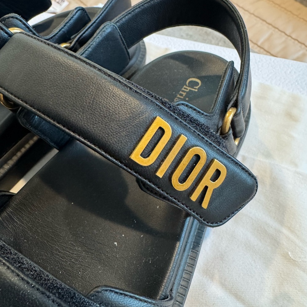 Authentic Dior Black Sandals Lambskin Dioract 10mm Sandals 36.5 - Picture 4 of 12